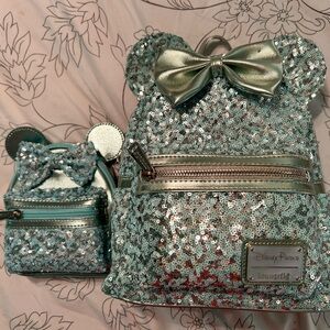 DisneyParks Arendelle Frozen Loungefly Backpack and Wristlet